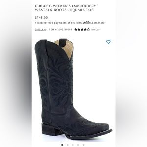 Circle G Women’s Embroidery Western Boots Size 9